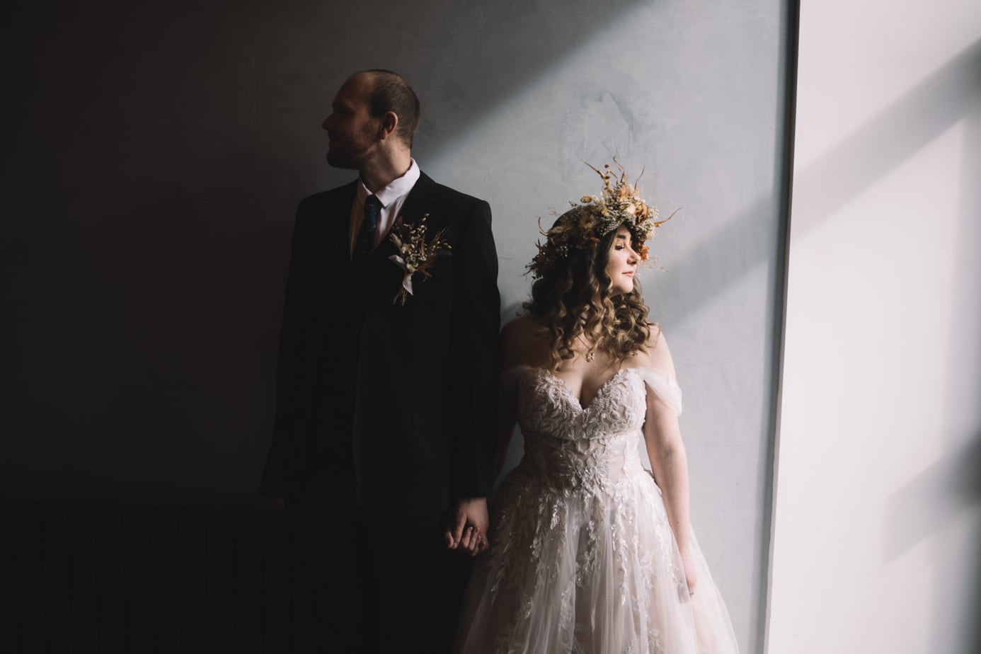 eloping couple getting ready together