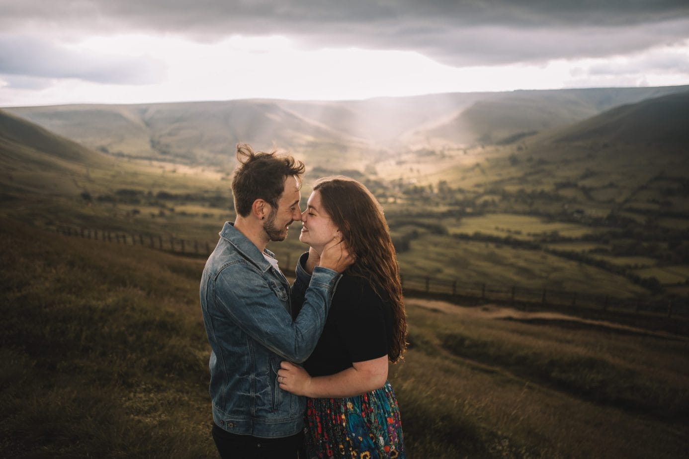 Peak District wedding photography couple session on mam tor